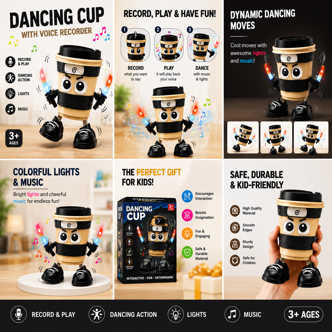 Dancing Ninja Cup Toy with Voice Recorder
