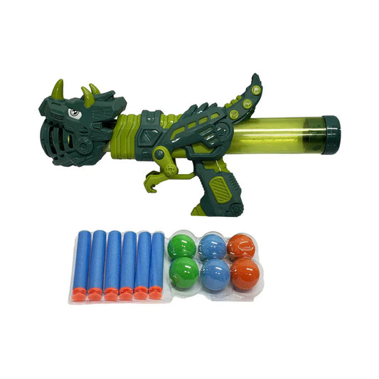 Dino Air Gun Toy with Darts & Soft Balls – 2-in-1 Shooting Blaster for Kids