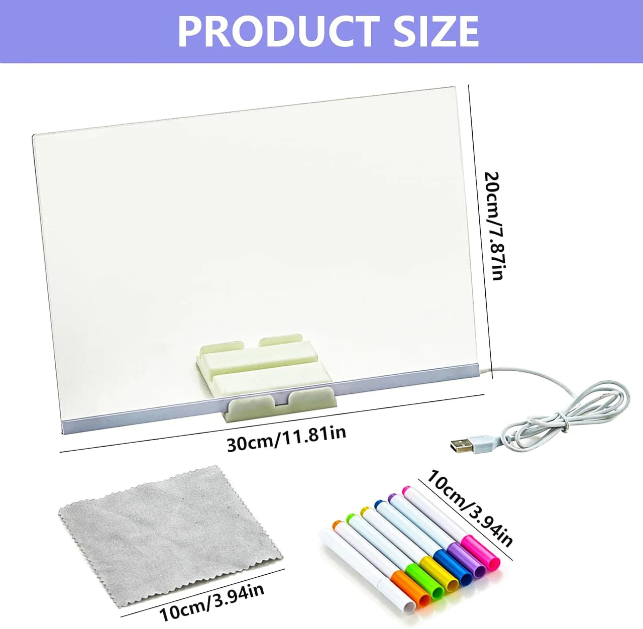 LED Acrylic Magic Drawing Board – 7-Color Light-Up Writing Pad