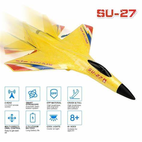 SU‑27 Foam Fighter RC Plane – 2.4 GHz Remote-Controlled Jet with LED Lights
