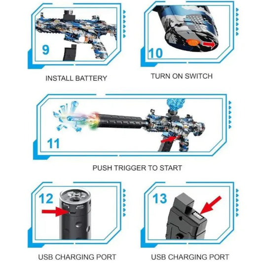 Automatic M416 Ball Blaster Gun Toy – Electric Gel Blaster with Light Effect