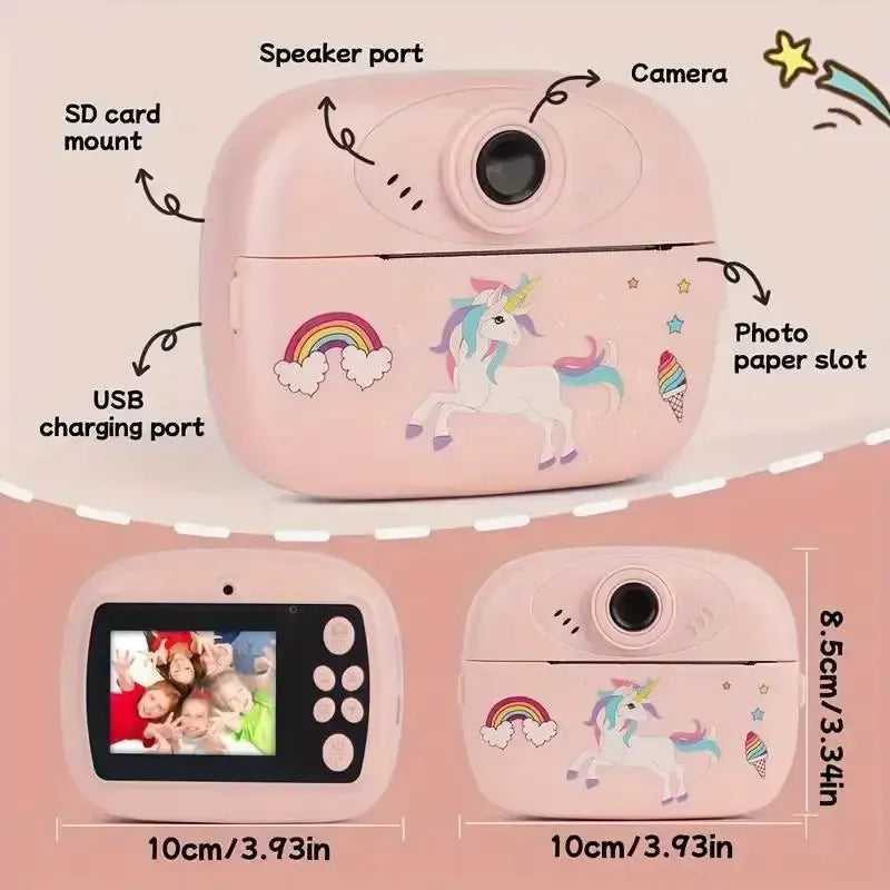 Multifunction Unicorn Instant Print Kids Camera – Dual Lens, Video & Photography