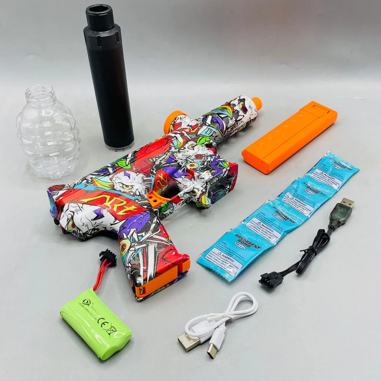 Automatic TEC-9 Cool Gel Ball Blaster with LED Light Effect