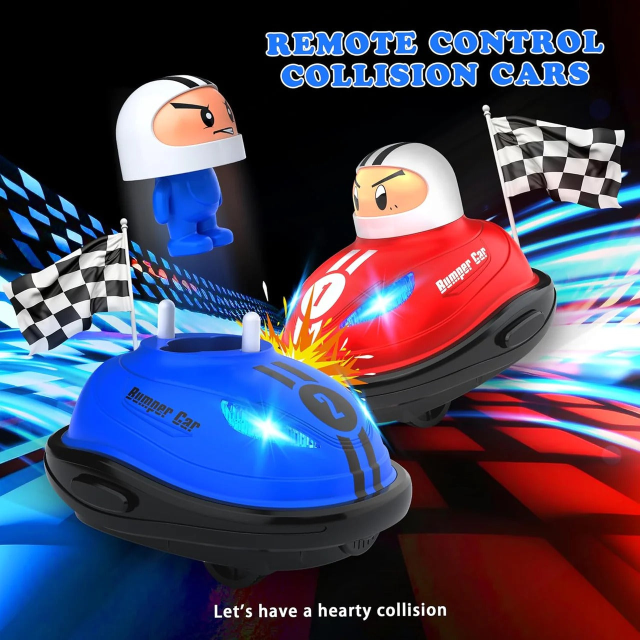 2 Pcs Mini RC Remote Control Bumper Car with Lights, Music & Spray