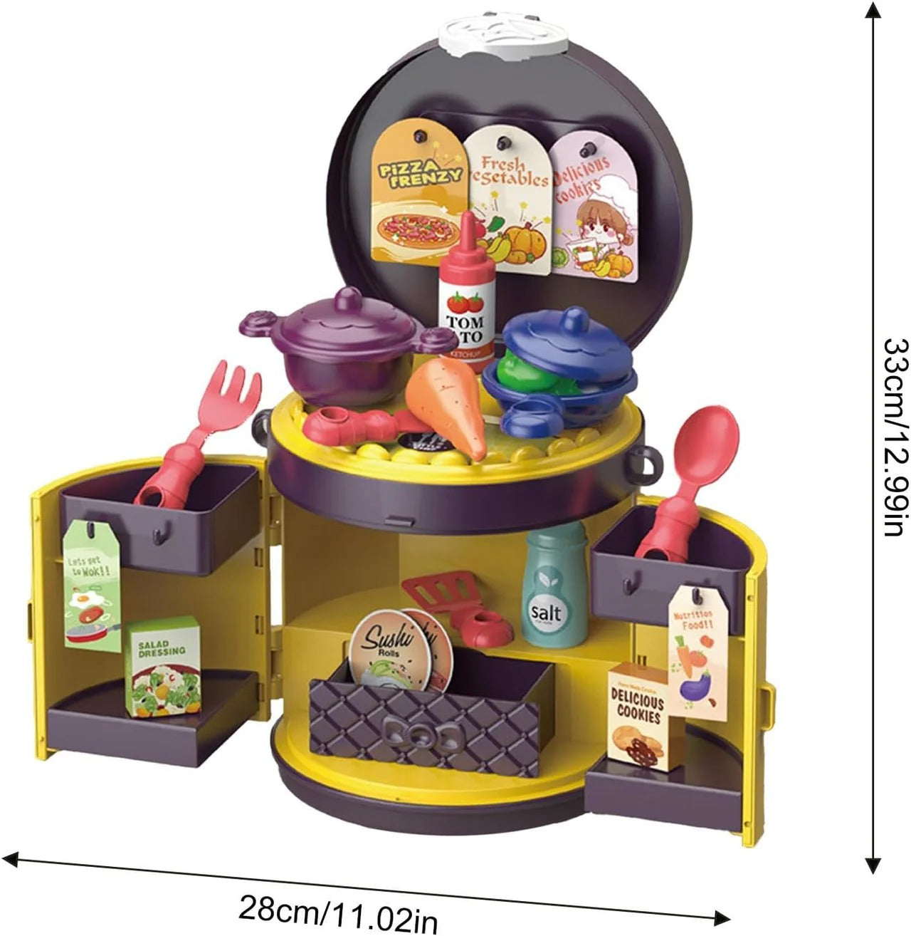 Kitchen Play House Handbag Playset – 30 Pieces Pretend Cooking Kit for Kids