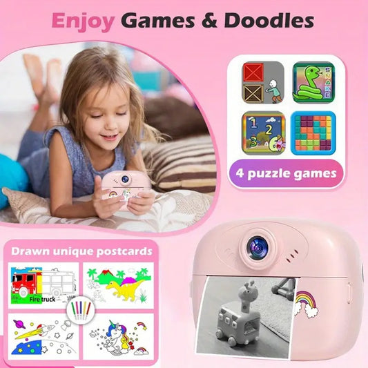 Multifunction Unicorn Instant Print Kids Camera – Dual Lens, Video & Photography