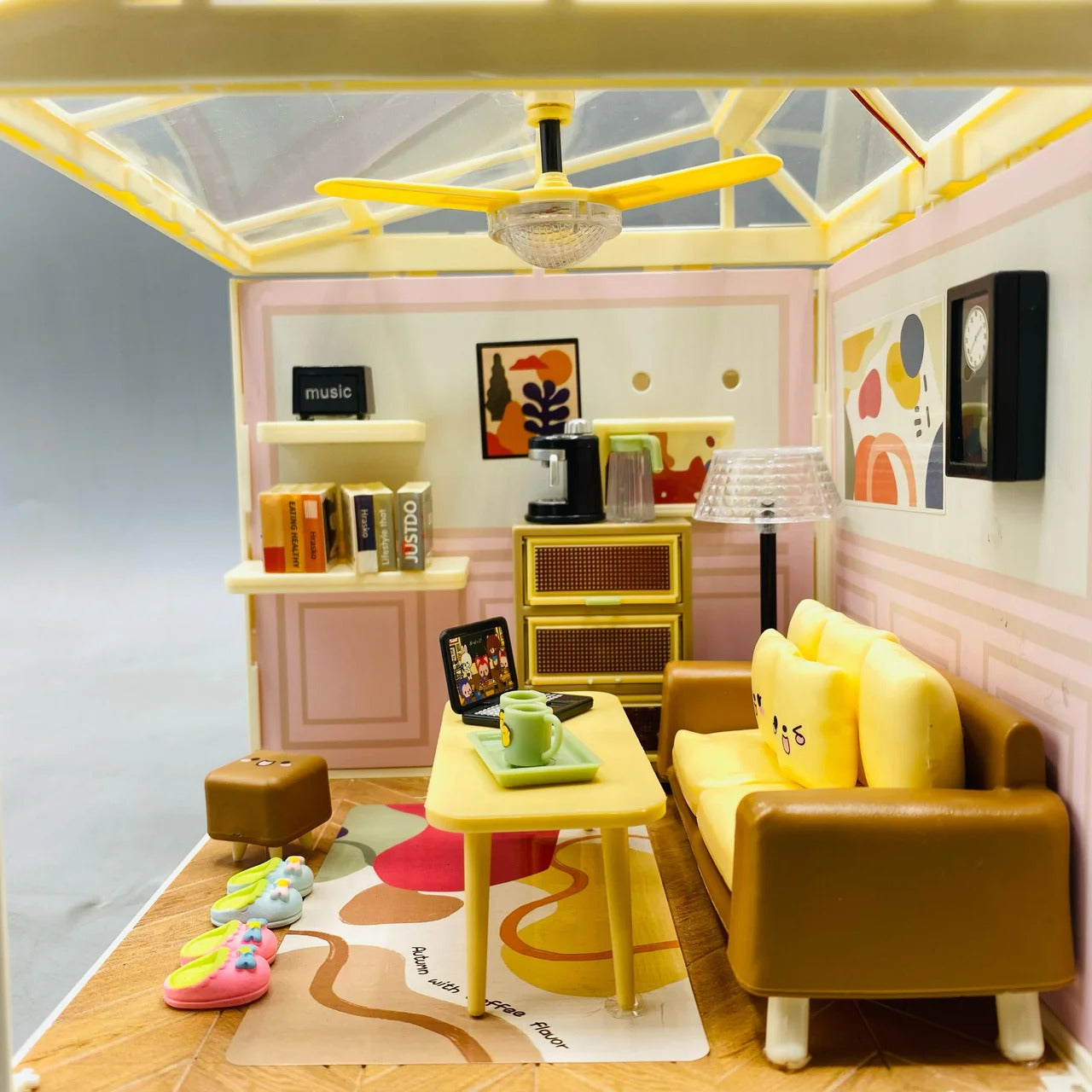 84 Pcs DIY Miniature Living Room Block Set with LED Lights