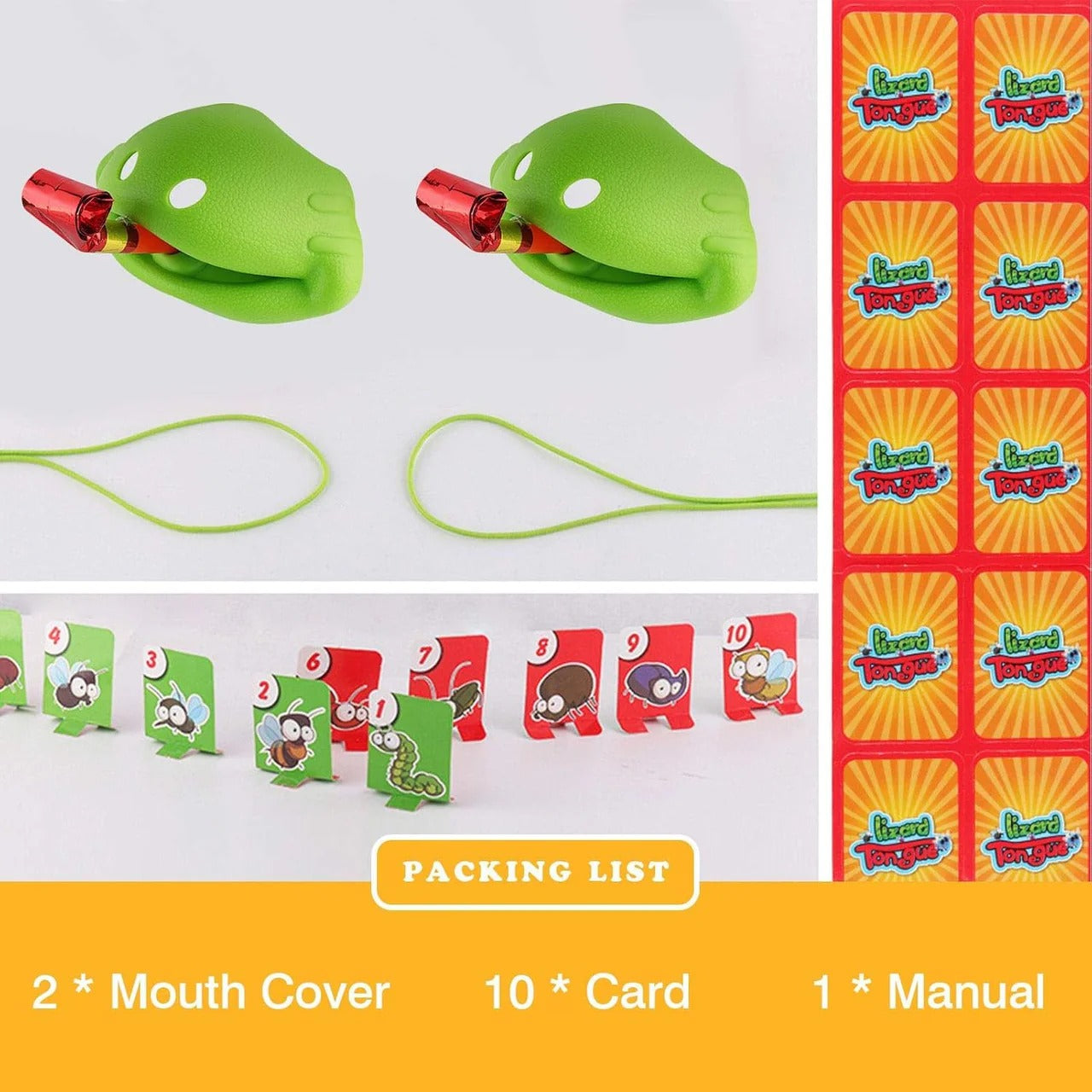 Lizard Mask Tongue Flick Card Game