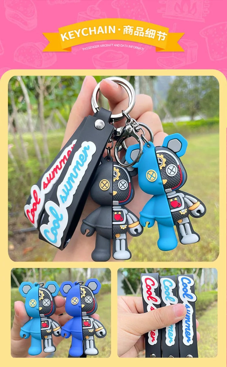 Half Robot Body Bear Keychain