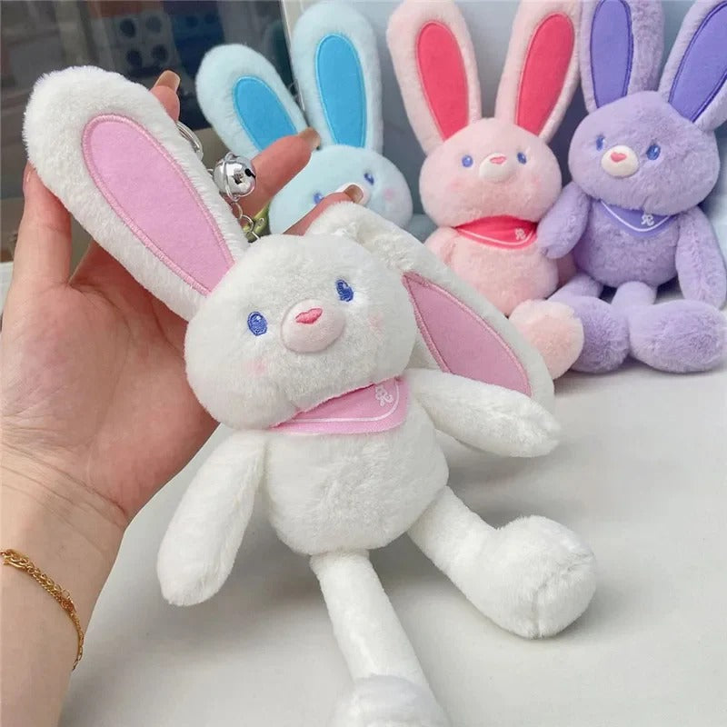 Pulling Ears Rabbit Plush Keychain β Cute Soft Bunny Stuffed Toy