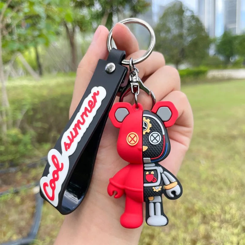 Half Robot Body Bear Keychain