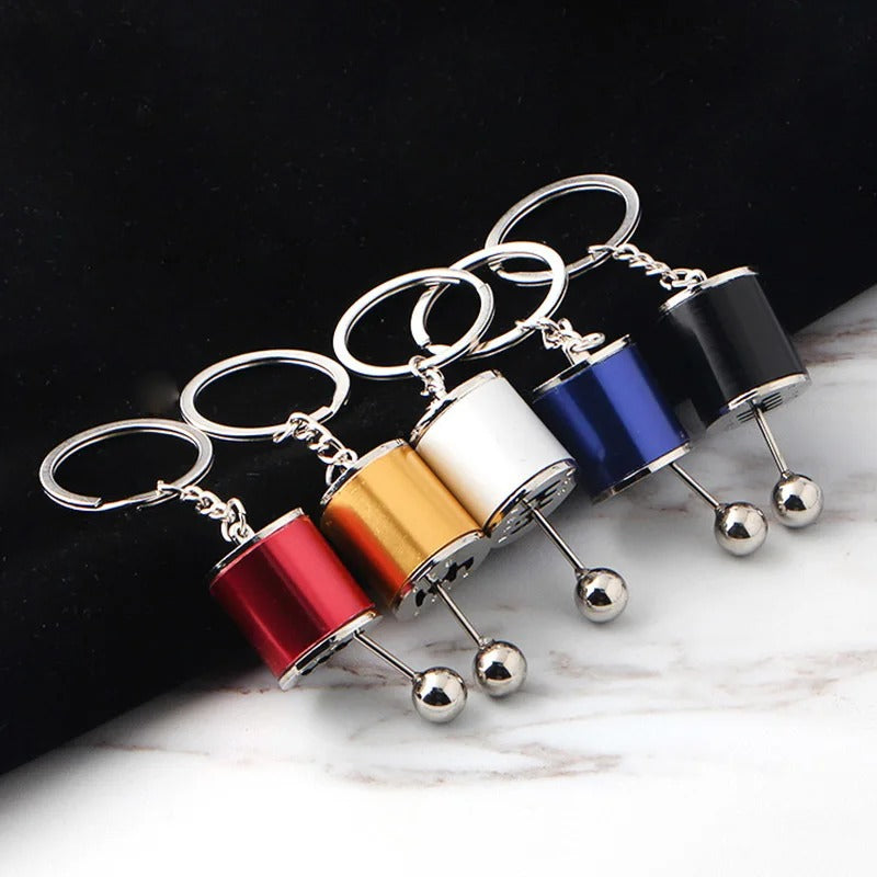3D Gear Knob Keychain (2pcs) β Chrome Alloy Mini Gearbox Car Key Ring