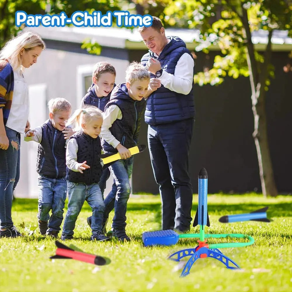 Stomp Rocket Launcher Toy – Air-Powered Foam Rocket Set for Kids Outdoor Fun