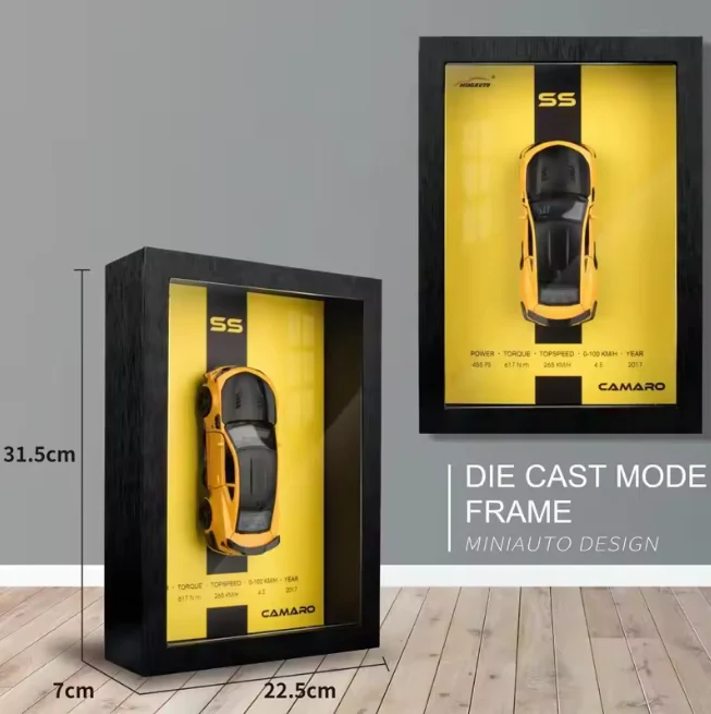 1:32 Camaro Die-Cast Model Car with 3D Wooden Frame