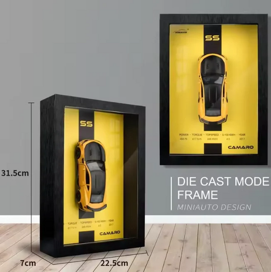 1:32 Camaro Die-Cast Model Car with 3D Wooden Frame