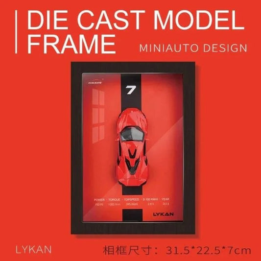1:32 Lykan Die‑Cast Model Car with 3D Wooden Frame