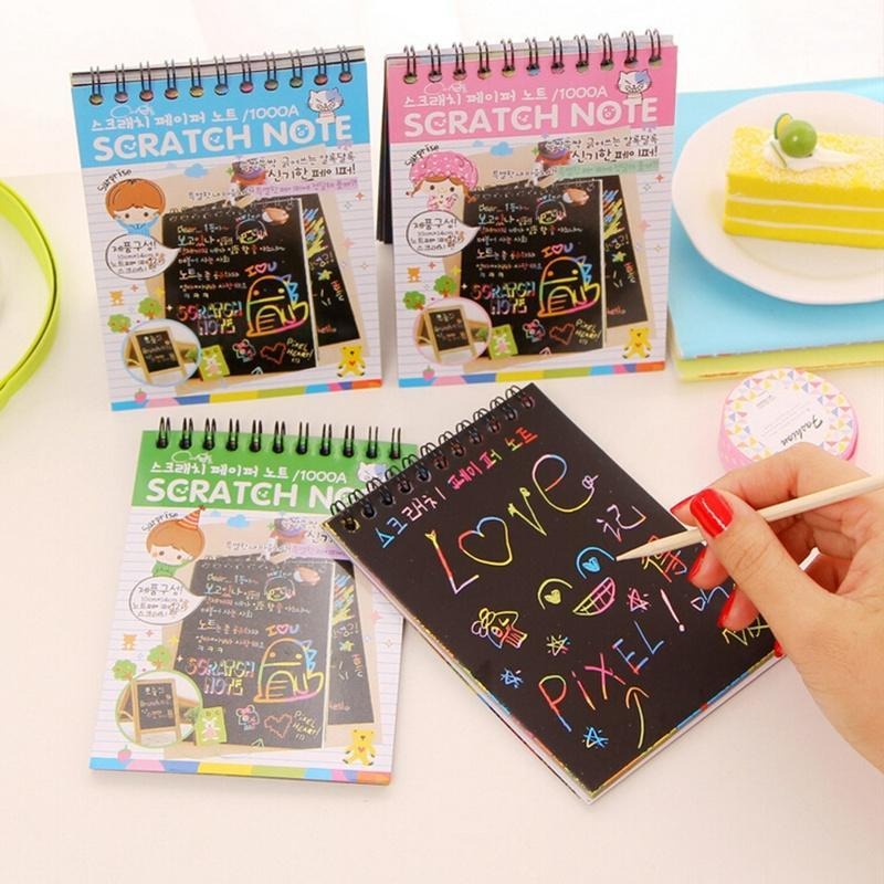 Medium Rainbow Scratch Paper Note Pad with Stylus