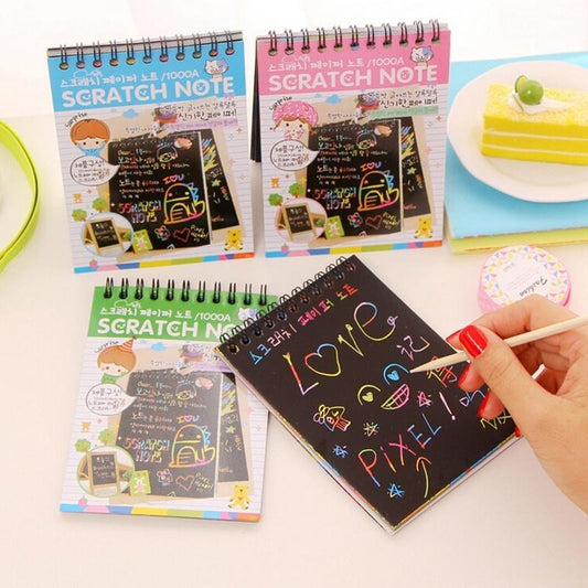 Medium Rainbow Scratch Paper Note Pad with Stylus