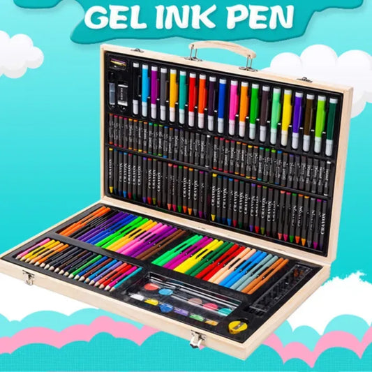 180 Piece Wooden Art Set – Deluxe Artist Painting & Drawing Kit