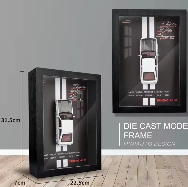1:32 Trueno AE86 Die-Cast Model Car with 3D Wooden Frame