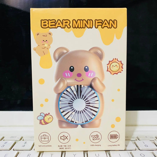 Cute Bear USB Rechargeable Mini Fan – Portable Handheld & Table Cooling Fan