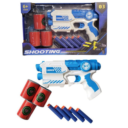 Double Barrel Soft Bullet Blaster Gun with Target Cans