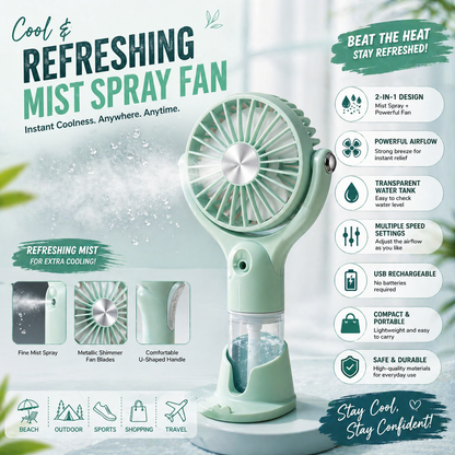 Cool & Refreshing Handheld Mist Spray Fan