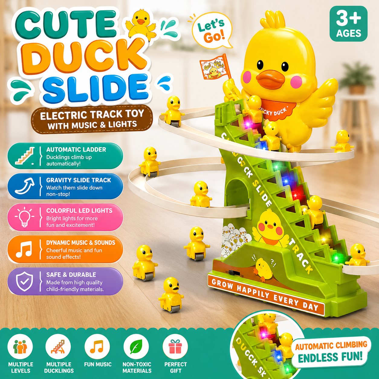 Cute Duck Slide Electric Track Set