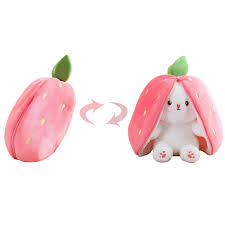 2-in-1 Strawberry Bunny Plush Toy