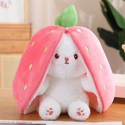 2-in-1 Strawberry Bunny Plush Toy