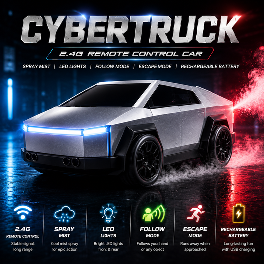 2.4G RC Cybertruck Drift Car with Spray & LED Lights