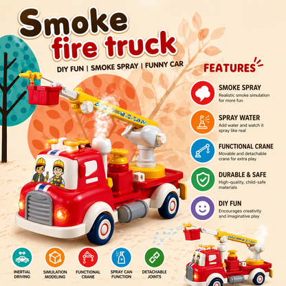 Smoke Fire Truck Toy with Spray Water & Light Effects