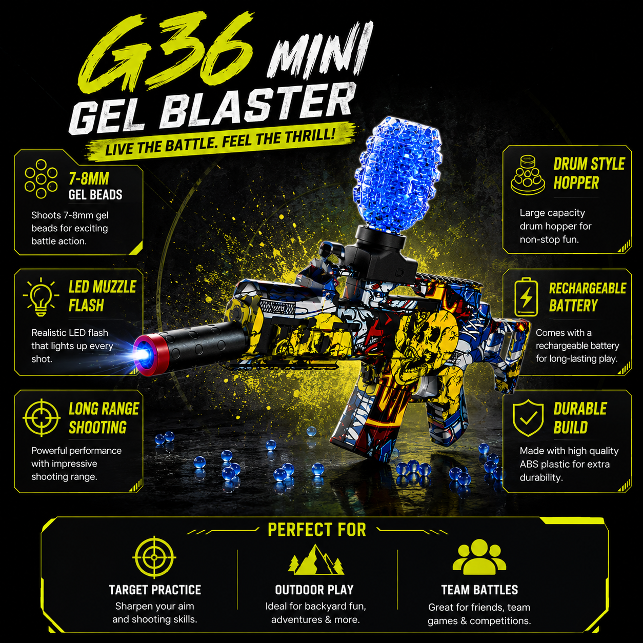 G36 Mini Gel Blaster with Light Effect