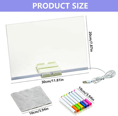 LED Acrylic Magic Drawing Board – 7-Color Light-Up Writing Pad