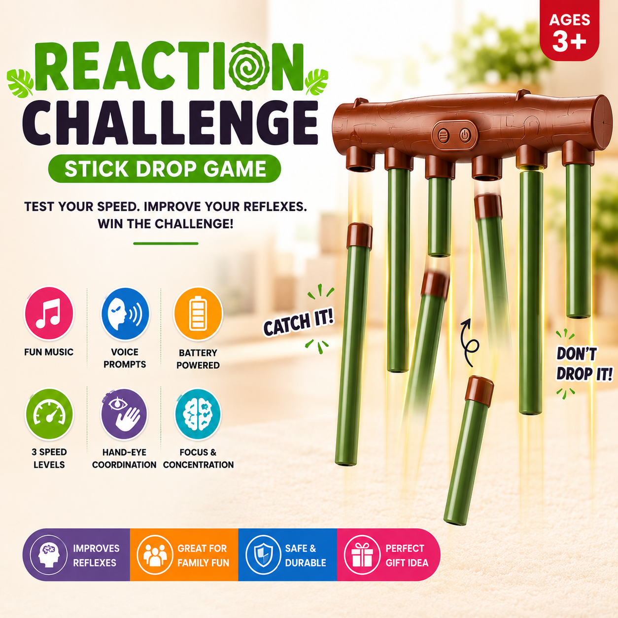 Reaction Challenge Stick Drop Game