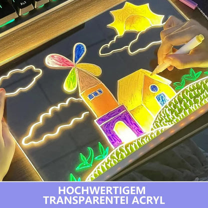LED Acrylic Magic Drawing Board – 7-Color Light-Up Writing Pad