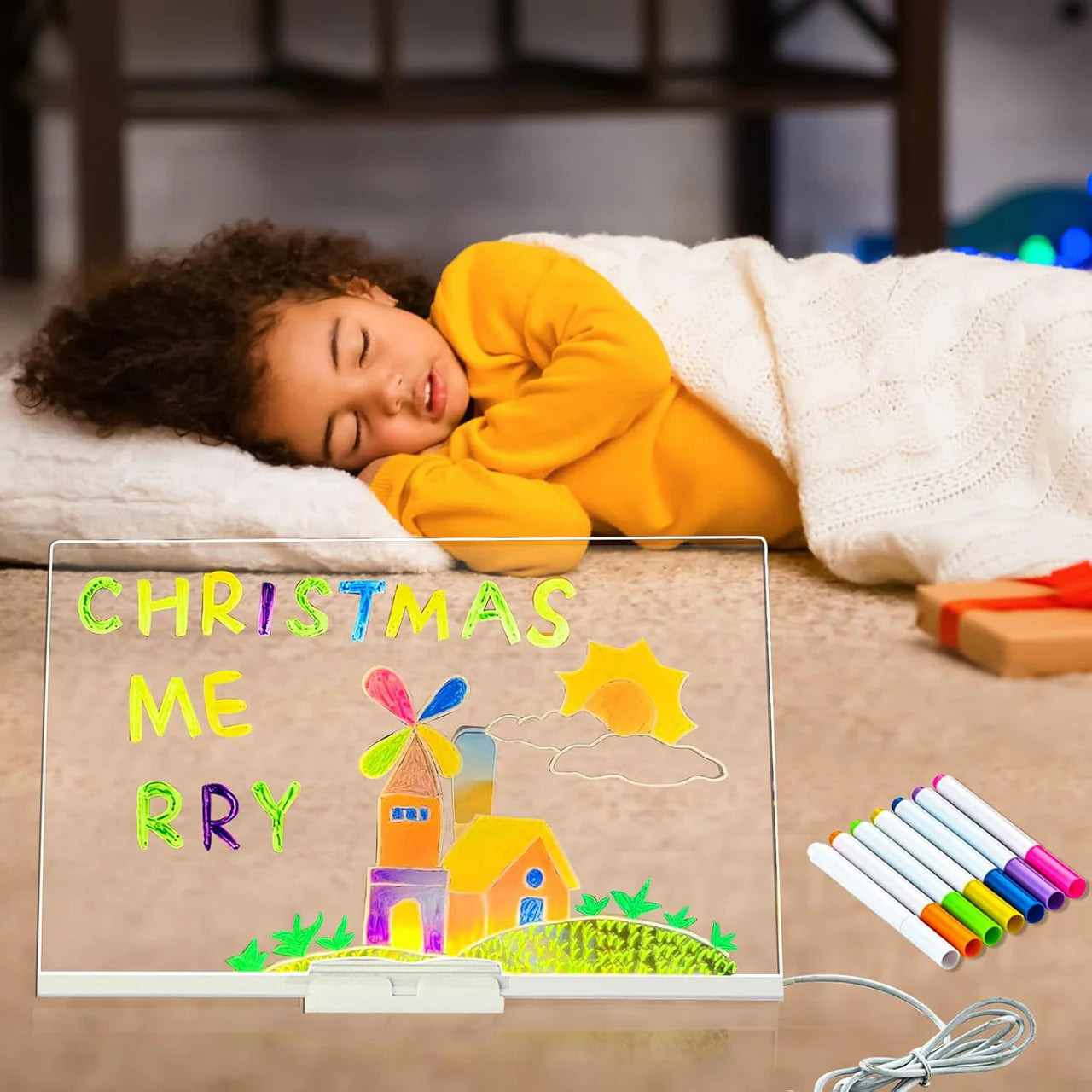 LED Acrylic Magic Drawing Board – 7-Color Light-Up Writing Pad