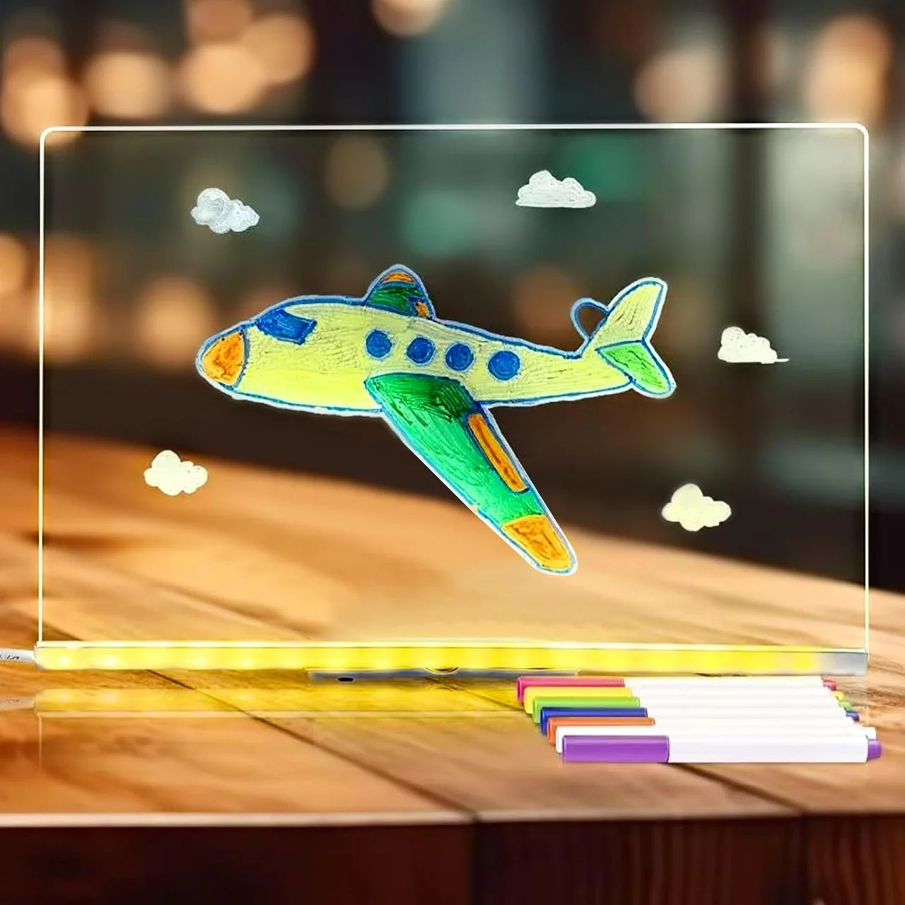 LED Acrylic Magic Drawing Board – 7-Color Light-Up Writing Pad