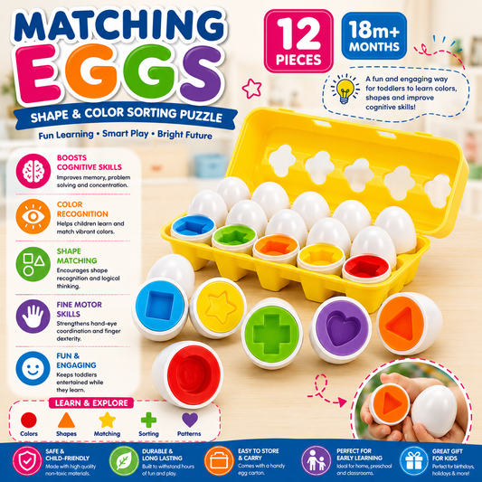 Matching Eggs Shape & Color Sorting Puzzle
