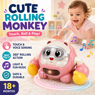 Cute Rolling Monkey Toy with Music & Lights