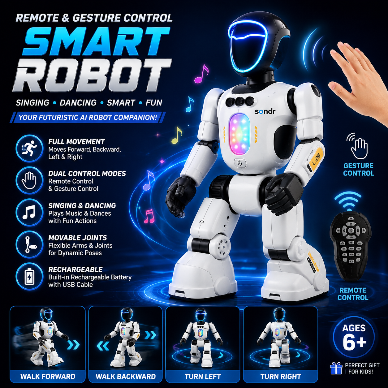 Remote & Gesture Control Smart Robot