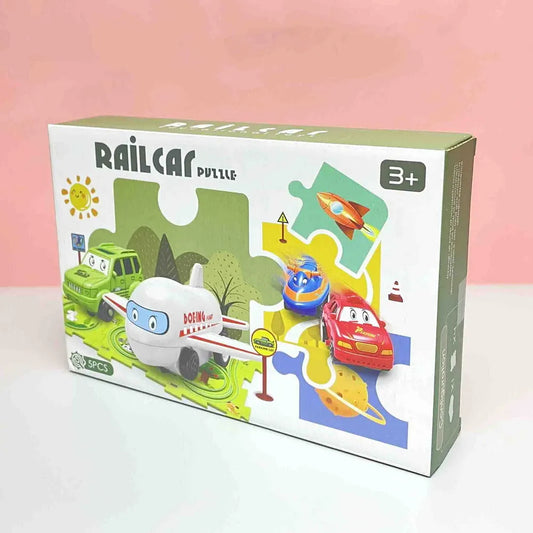 Dinosaur Puzzle Assemble Rail Electric Car Set