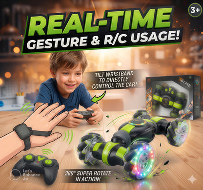 360° Rotation RC Stunt Robot Car with Lights & Music