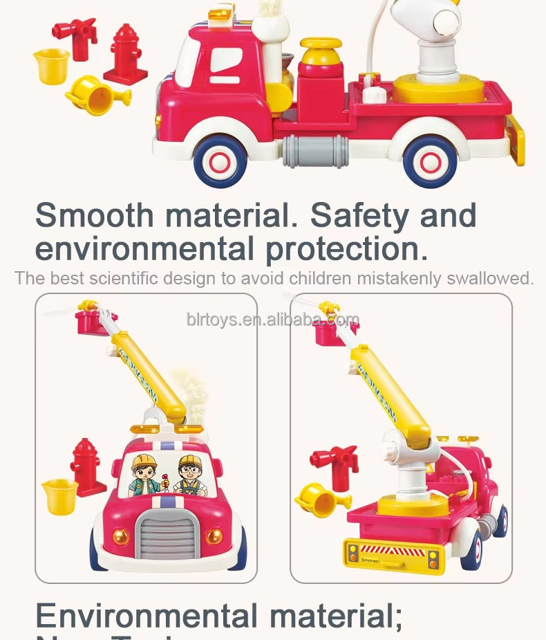 Smoke Fire Truck Toy with Spray Water & Light Effects