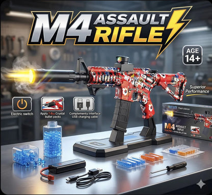 Gel Ball Shotter M4 Assault Rifle with Smoke And Flash Silencer