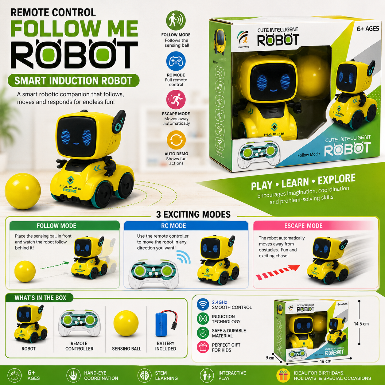 2.4GHz Remote Control Follow Me Robot