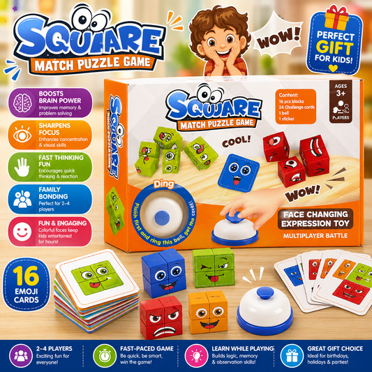Square Match Puzzle Game – Emoji Face Challenge
