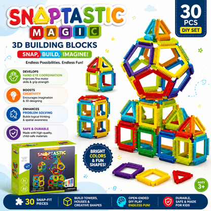 30 Pcs DIY 3D Construction Magic Snap-Tastic Building Block Game