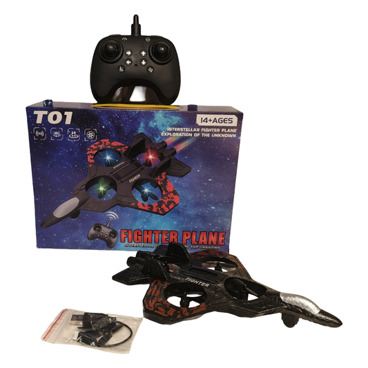 T01 RC Fighter Plane – Remote Control Flying Aircraft with LED Lights & 360° Stunts