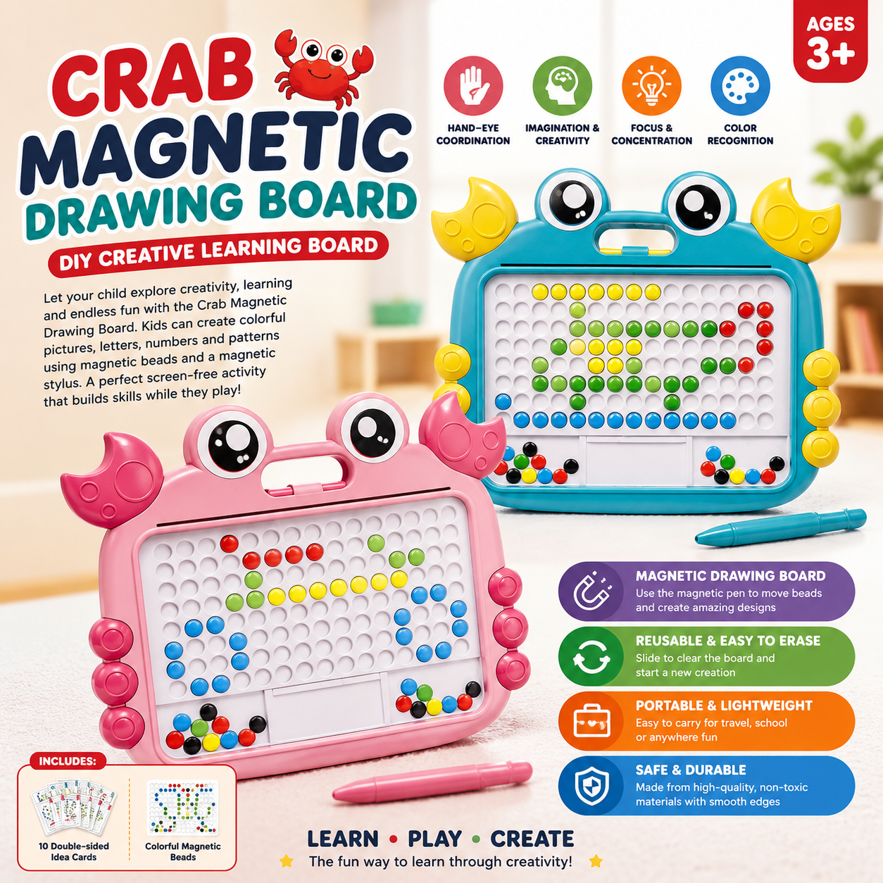 Crab Magnetic Drawing Board – DIY Creative Learning Board